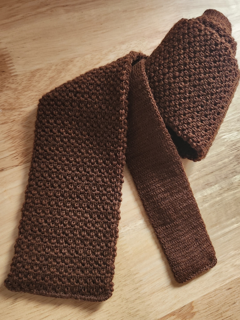 Roosternit By Rooster 100% Wool Men's Brown Knit Tie - Classic Textured Style
